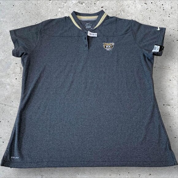 Oakland University Grizzlies Nike Polo Shirt Women’s 3XL Gray Collarless Dri-Fit - Picture 1 of 5